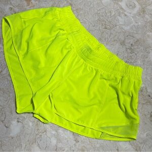 Lululemon Hotty Hot Neon Yellow High Rise Short Shorts Sz 12